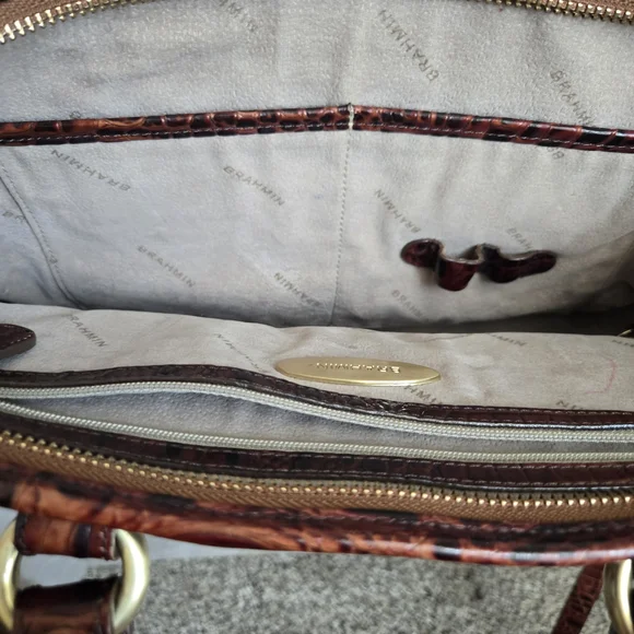 Brahmin Brown Crocodile Embossed Leather Tote